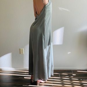 Silk sage green maxi dress